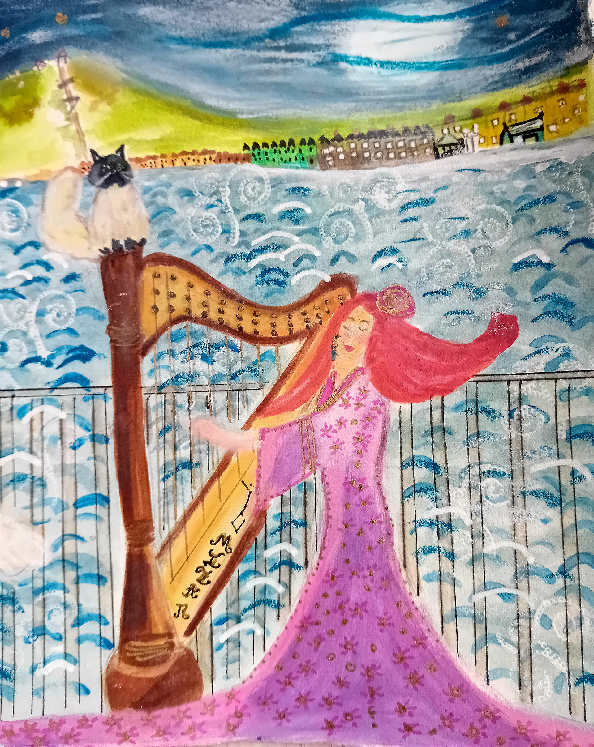 Lady with Harp Commisions and Artwork